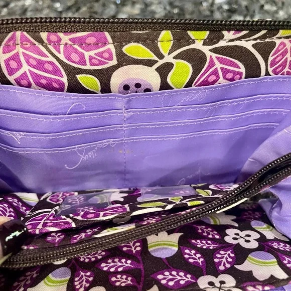 Vera Bradley Purple Floral Nightingale Zip Accordion 8 inch Wallet - Picture 8 of 11